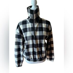 NEW BP‎ Black White Buffalo Check Quarter Zip Jacket